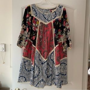 Vanessa Virginia Anthropologie Multicolour Pattern Embroidered Woven Dress US 8
